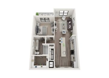 A4 Floor Plan | 774 Sq. Ft. at One Riverside Apartments, Tennessee