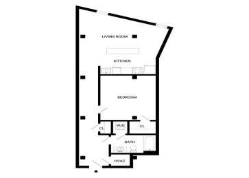 Amplify Floor Plan | 737 Sq. Ft. at Mayton Transfer Lofts, Petersburg, VA