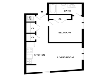 Gaze Floor Plan | 651 Sq. Ft. at Mayton Transfer Lofts, Petersburg Virginia