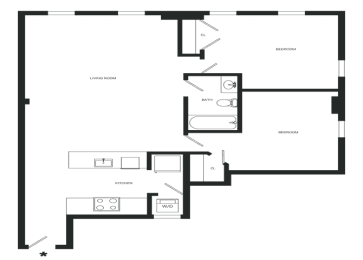 Honor Floor Plan | 911 Sq. Ft. at Mayton Transfer Lofts, Virginia, 23803