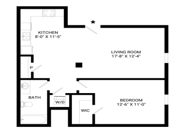 Legend Floor Plan | 654 Sq. Ft. at Mayton Transfer Lofts, Virginia, 23803