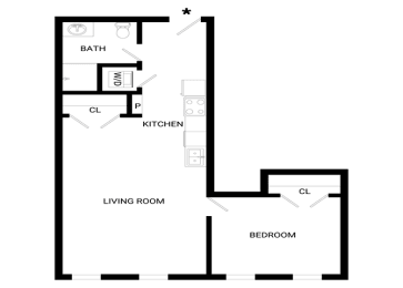 Myriad Floor Plan | 624 Sq. Ft. at Mayton Transfer Lofts, Petersburg, VA 23803