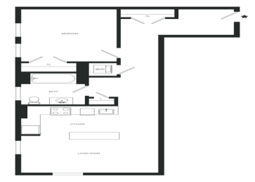 Perennial Floor Plan | 666 Sq. Ft. at Mayton Transfer Lofts, Petersburg Virginia