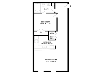 Prestige Floor Plan | 655 Sq. Ft. at Mayton Transfer Lofts, Petersburg Virginia