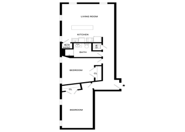 Reflection Floor Plan | 949 Sq. Ft. at Mayton Transfer Lofts, Petersburg, VA