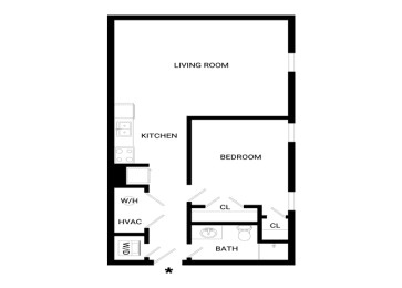 Wonder Floor Plan | 661 Sq. Ft. at Mayton Transfer Lofts, Petersburg, VA 23803