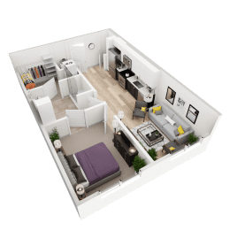 1 bed 1 bath floor plan A with 658-676 Sq. Ft. at Vista Brooklynn Apartments, Florida, 32202
