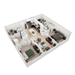 2 bed 2 bath floor plan B with 1,052 Sq. Ft. at Vista Brooklynn Apartments, Jacksonville, Florida