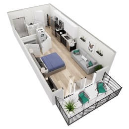 Studio 1 bath floor plan A with 460-472 Sq. Ft. at Vista Brooklynn Apartments, Jacksonville, 32202