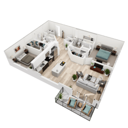 2 bed 2 bath floor plan D with 1,254 Sq. Ft. at Vista Brooklynn Apartments, Jacksonville