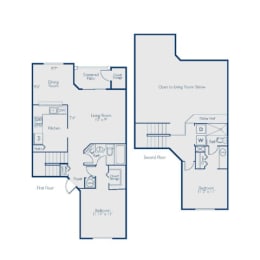 3 bed 2 bath floor plan with 1,220 Sq. Ft. at The Villas at Ibis Landing, Parkland