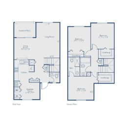 3 bed 2.5 bath floor plan with 1,550 Sq. Ft. A at The Villas at Ibis Landing, Florida, 33067