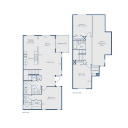 3 bed 2.5 bath floor plan with 1,650 Sq. Ft. at The Villas at Ibis Landing, Parkland, 33067