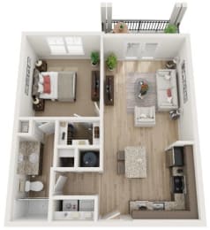 1 Bed 1 Bath Floor Plan | 724-793 Sq. Ft. at Retreat at Arden Farms, Arden