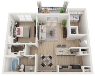1 Bed 1 Bath Floor Plan | 737 Sq. Ft. at Retreat at Arden Farms, North Carolina