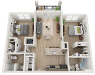 2 Bed 2 Bath Floor Plan | 976-1,055 Sq. Ft. at Retreat at Arden Farms, North Carolina, 28704