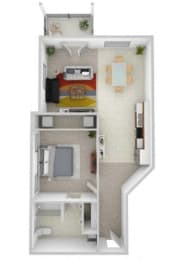 1 Bed 1 Bath Floor Plan | 785 Sq. Ft. at Skyloft in Asheville, North Carolina