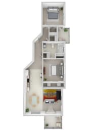 2 Bed 1 Bath Floor Plan | 1,069 Sq. Ft. at Skyloft in North Carolina, 28803