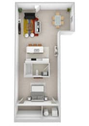 Studio 1 Bath Floor Plan | 1,040 Sq. Ft. at Skyloft in Asheville, North Carolina 28803