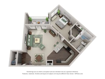 A4 Floor Plan with 815 Sq. Ft. at Streets of Greenbrier, Chesapeake, VA