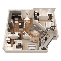 2 Bed 2 Bath Floor Plan | 1,180 Sq. Ft. at 17 Broad, Tennessee