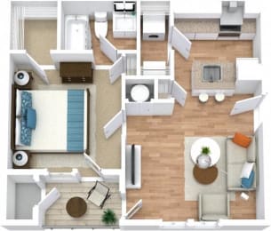 Nautica Floor Plan | 660 Sq. Ft. at Marina Point, Chattanooga, TN
