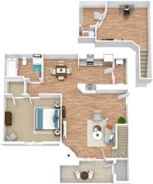Windward Floor Plan | 934 Sq. Ft. at Marina Point, Tennessee