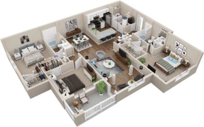 C1 Ground Level Floor Plan | 1,499 Sq. Ft. at Lullwater at Big Ridge, Hixson, Tennessee