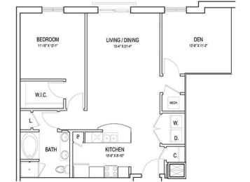 a floor plan of a home at Flats at West Broad Village, Glen Allen, VA