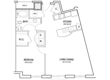 a floor plan of a home at Flats at West Broad Village, Glen Allen, VA