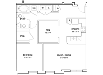 the floor plan of baronial style luxury house at Flats at West Broad Village, Glen Allen Virginia