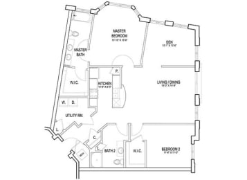 a floor plan of a house at Flats at West Broad Village, Glen Allen, VA 23060