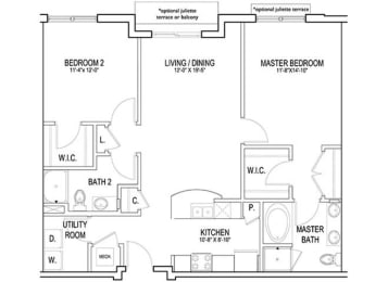 a floor plan of a house at Flats at West Broad Village, Virginia, 23060