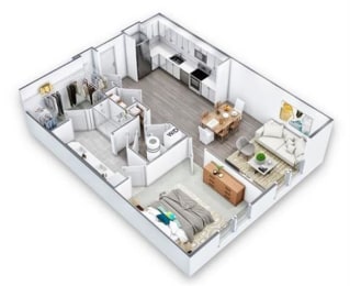 1 Bed 1 bath Floor Plan | 788 Sq. Ft. at Artistry at Winterfield Apartments, Midlothian ,23112