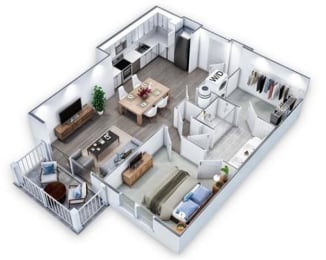 1 Bed 1 bath Floor Plan | 810 Sq. Ft. at Artistry at Winterfield Apartments, Midlothian, VA
