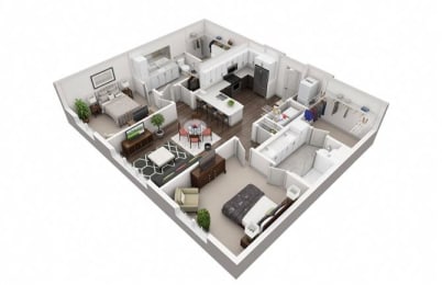 2 Bedroom, 2 Bathroom with 1169 square feet at 2000 West Creek Apartments, Virginia, 23238