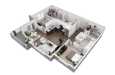2 Bedroom, 2 Bathroom with 1268 square feet at 2000 West Creek Apartments, Virginia, 23238