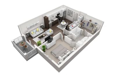1 Bedroom, 1 Bathroom with 771 square feet at 2000 West Creek Apartments, Virginia, 23238