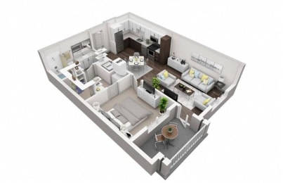 1 Bedroom, 1 Bathroom with 742 square feet at 2000 West Creek Apartments, Virginia, 23238