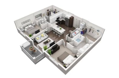2 Bedroom, 2 Bathroom with 1065 square feet at 2000 West Creek Apartments, Virginia, 23238