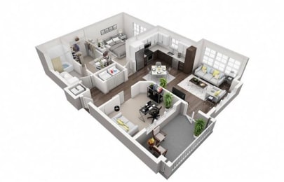 1 Bedroom, 1 Bathroom with 984 square with a den feet at 2000 West Creek Apartments, Virginia, 23238
