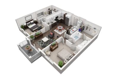 2 Bedroom, 2 Bathroom with 1141 square feet at 2000 West Creek Apartments, Virginia, 23238