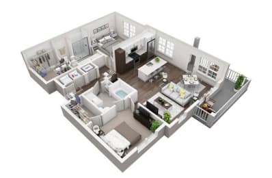 2 Bedroom, 2 Bathroom with 1187 square feet at 2000 West Creek Apartments, Virginia, 23238