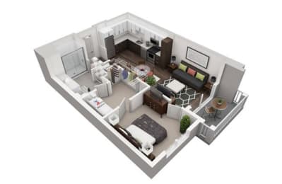 1 Bedroom, 1 Bathroom with 723 square feet at 2000 West Creek Apartments, Virginia, 23238