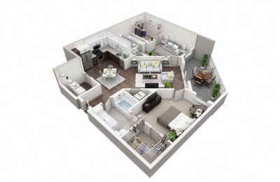 2 Bedroom, 2 Bathroom with 1143 square feet at 2000 West Creek Apartments, Virginia, 23238