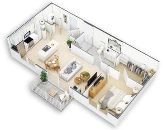 1 Bed 1 Bath Floor Plan with 714 Sq. Ft. at Tapestry West, Richmond, VA