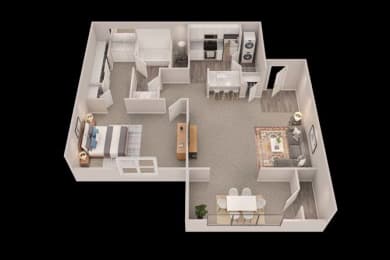 1 Bed 1 Bath Floor Plan with 790 Sq. Ft. at Trails at Short Pump Apartments, Richmond