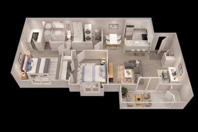 2 Bed 1 Bath Floor Plan with 825 Sq. Ft. at Short Pump Apartments, Richmond, Virginia