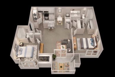 2 Bed 2 Bath Floor Plan with 960 Sq. Ft. at Short Pump Apartments, Richmond, Virginia