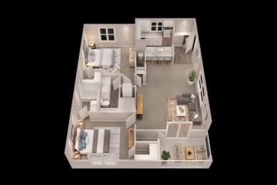2 Bed 2 Bath Floor Plan with 980 Sq. Ft. at Trails at Short Pump Apartments, Richmond